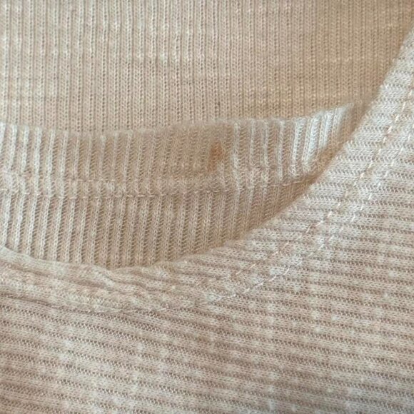 Free People FP Movement Ivory Beige Long Sleeve Crew Neck Soft Ribbed Blouse Top - Picture 6 of 6